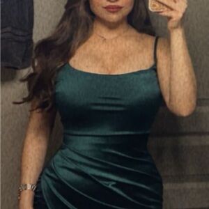 Windsor Teal Satin Mini Dress